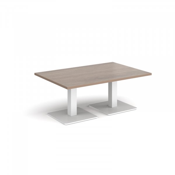 Rectangular Coffee Table | 1200 x 800mm | 490mm High | Barcelona Walnut | Square White Steel Bases | Brescia