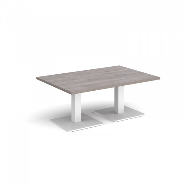 Rectangular Coffee Table | 1200 x 800mm | 490mm High | Grey Oak | Square White Steel Bases | Brescia