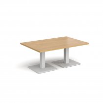 Rectangular Coffee Table | 1200 x 800mm | 490mm High | Oak | Square White Steel Bases | Brescia