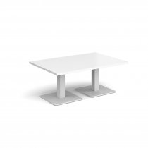 Rectangular Coffee Table | 1200 x 800mm | 490mm High | White | Square White Steel Bases | Brescia