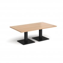 Rectangular Coffee Table | 1400 x 800mm | 490mm High | Beech | Square Black Steel Bases | Brescia