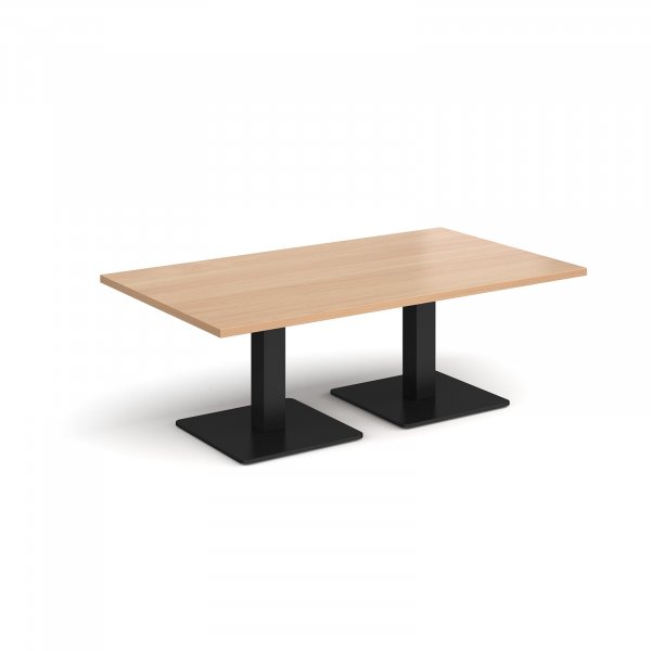 Rectangular Coffee Table | 1400 x 800mm | 490mm High | Beech | Square Black Steel Bases | Brescia