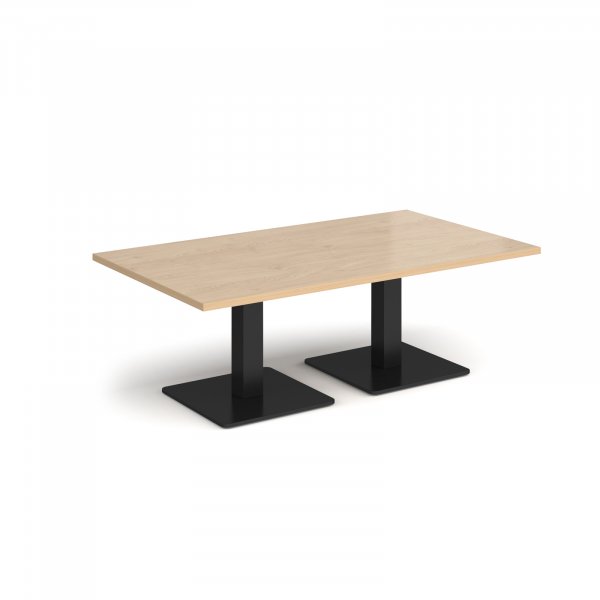 Rectangular Coffee Table | 1400 x 800mm | 490mm High | Kendal Oak | Square Black Steel Bases | Brescia