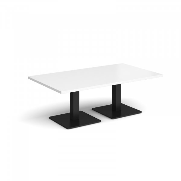 Rectangular Coffee Table | 1400 x 800mm | 490mm High | White | Square Black Steel Bases | Brescia