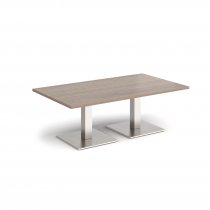 Rectangular Coffee Table | 1400 x 800mm | 490mm High | Barcelona Walnut | Square Brushed Steel Bases | Brescia