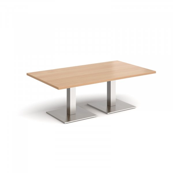 Rectangular Coffee Table | 1400 x 800mm | 490mm High | Beech | Square Brushed Steel Bases | Brescia