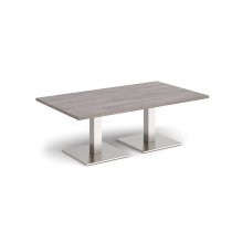 Rectangular Coffee Table | 1400 x 800mm | 490mm High | Grey Oak | Square Brushed Steel Bases | Brescia