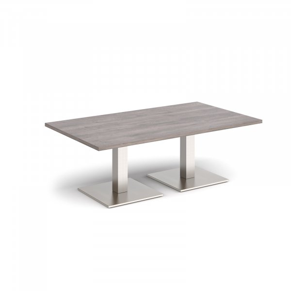 Rectangular Coffee Table | 1400 x 800mm | 490mm High | Grey Oak | Square Brushed Steel Bases | Brescia