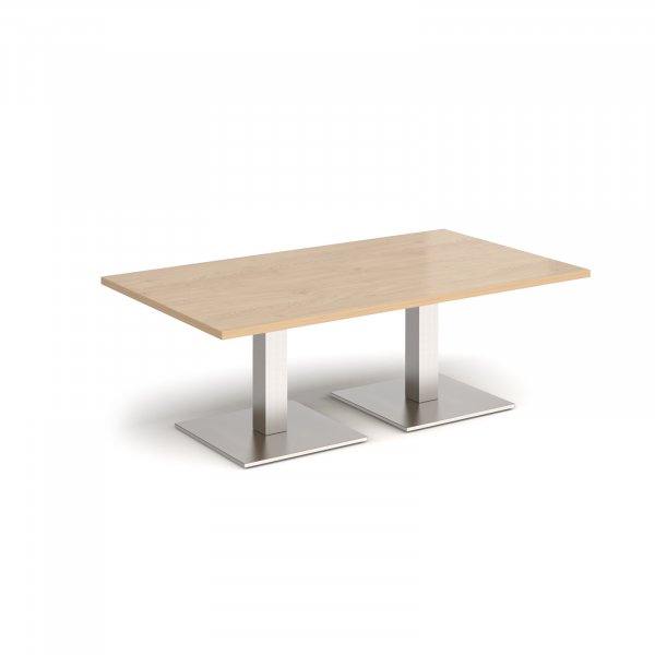 Rectangular Coffee Table | 1400 x 800mm | 490mm High | Kendal Oak | Square Brushed Steel Bases | Brescia