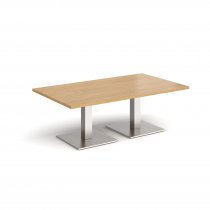 Rectangular Coffee Table | 1400 x 800mm | 490mm High | Oak | Square Brushed Steel Bases | Brescia