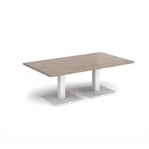 Rectangular Coffee Table | 1400 x 800mm | 490mm High | Barcelona Walnut | Square White Steel Bases | Brescia