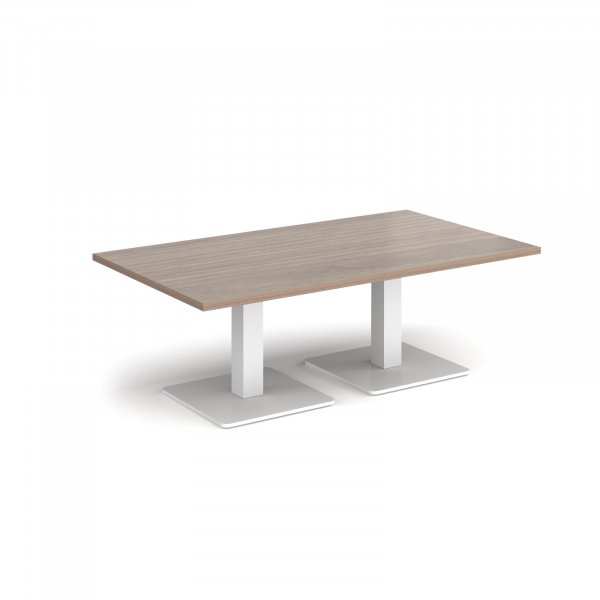 Rectangular Coffee Table | 1400 x 800mm | 490mm High | Barcelona Walnut | Square White Steel Bases | Brescia