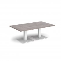 Rectangular Coffee Table | 1400 x 800mm | 490mm High | Grey Oak | Square White Steel Bases | Brescia