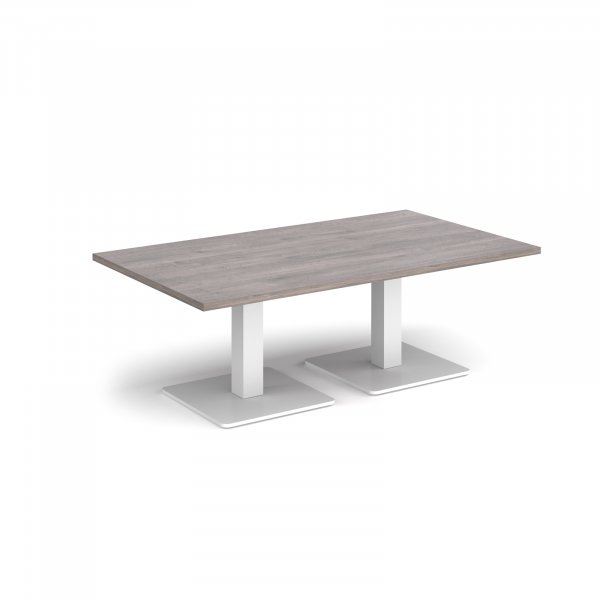 Rectangular Coffee Table | 1400 x 800mm | 490mm High | Grey Oak | Square White Steel Bases | Brescia