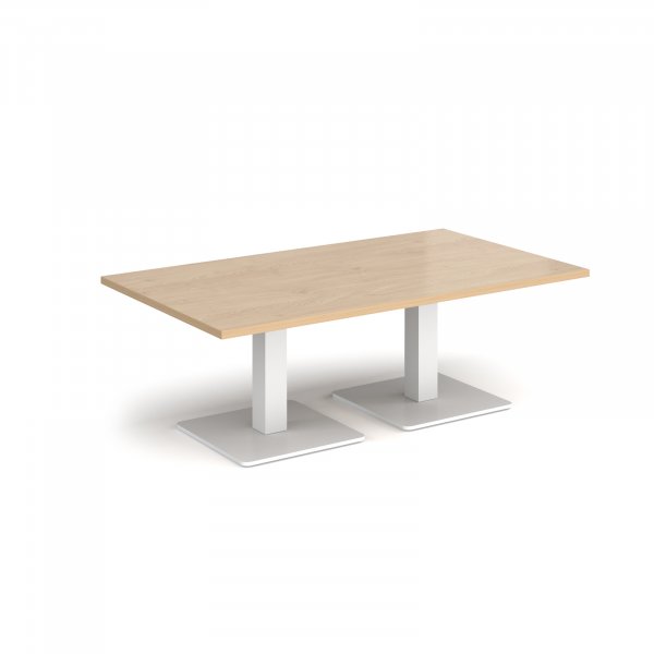 Rectangular Coffee Table | 1400 x 800mm | 490mm High | Kendal Oak | Square White Steel Bases | Brescia