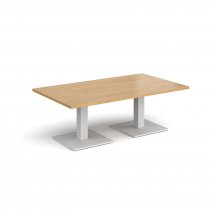 Rectangular Coffee Table | 1400 x 800mm | 490mm High | Oak | Square White Steel Bases | Brescia