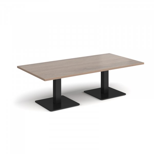 Rectangular Coffee Table | 1600 x 800mm | 490mm High | Barcelona Walnut | Square Black Steel Bases | Brescia