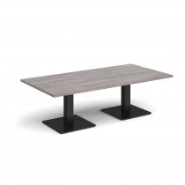 Rectangular Coffee Table | 1600 x 800mm | 490mm High | Grey Oak | Square Black Steel Bases | Brescia