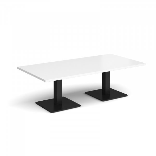 Rectangular Coffee Table | 1600 x 800mm | 490mm High | White | Square Black Steel Bases | Brescia