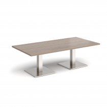 Rectangular Coffee Table | 1600 x 800mm | 490mm High | Barcelona Walnut | Square Brushed Steel Bases | Brescia