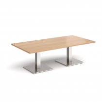 Rectangular Coffee Table | 1600 x 800mm | 490mm High | Beech | Square Brushed Steel Bases | Brescia