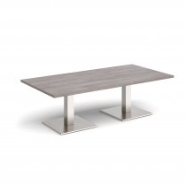 Rectangular Coffee Table | 1600 x 800mm | 490mm High | Grey Oak | Square Brushed Steel Bases | Brescia