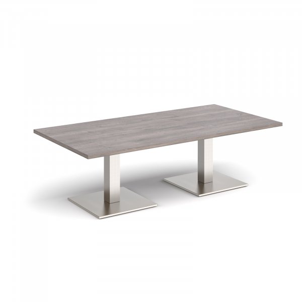 Rectangular Coffee Table | 1600 x 800mm | 490mm High | Grey Oak | Square Brushed Steel Bases | Brescia