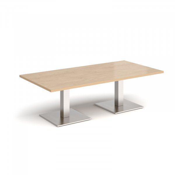 Rectangular Coffee Table | 1600 x 800mm | 490mm High | Kendal Oak | Square Brushed Steel Bases | Brescia