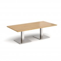 Rectangular Coffee Table | 1600 x 800mm | 490mm High | Oak | Square Brushed Steel Bases | Brescia