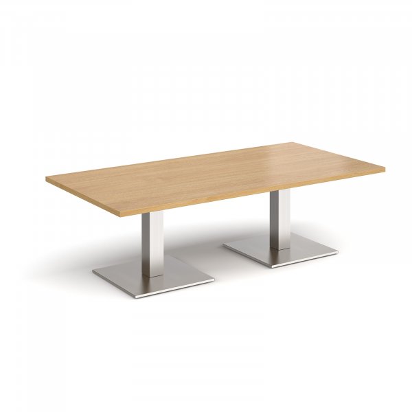 Rectangular Coffee Table | 1600 x 800mm | 490mm High | Oak | Square Brushed Steel Bases | Brescia