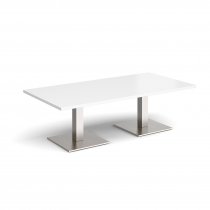 Rectangular Coffee Table | 1600 x 800mm | 490mm High | White | Square Brushed Steel Bases | Brescia