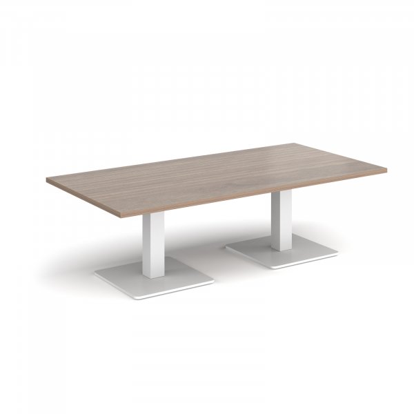 Rectangular Coffee Table | 1600 x 800mm | 490mm High | Barcelona Walnut | Square White Steel Bases | Brescia