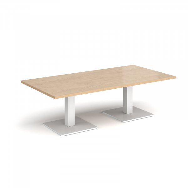 Rectangular Coffee Table | 1600 x 800mm | 490mm High | Kendal Oak | Square White Steel Bases | Brescia