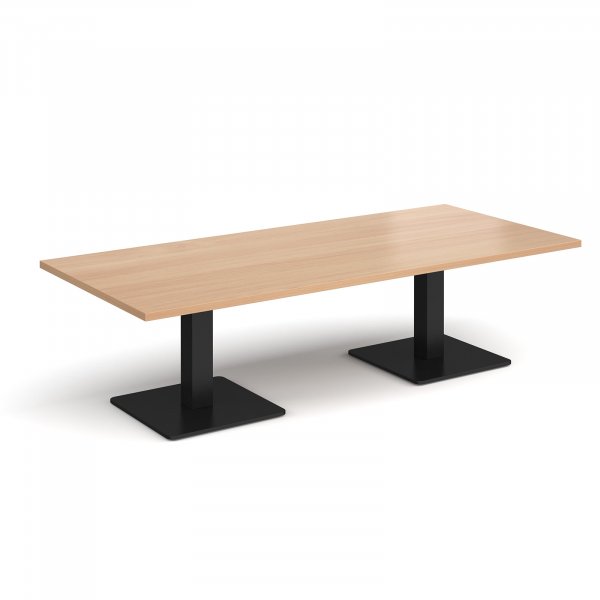 Rectangular Coffee Table | 1800 x 800mm | 490mm High | Beech | Square Black Steel Bases | Brescia