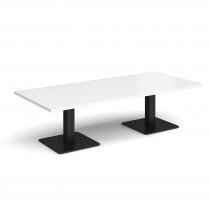 Rectangular Coffee Table | 1800 x 800mm | 490mm High | White | Square Black Steel Bases | Brescia