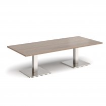 Rectangular Coffee Table | 1800 x 800mm | 490mm High | Barcelona Walnut | Square Brushed Steel Bases | Brescia