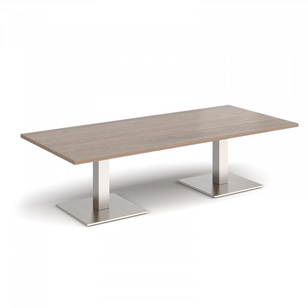 Rectangular Coffee Table | 1800 x 800mm | 490mm High | Barcelona Walnut | Square Brushed Steel Bases | Brescia