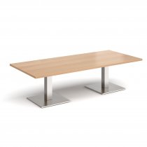 Rectangular Coffee Table | 1800 x 800mm | 490mm High | Beech | Square Brushed Steel Bases | Brescia