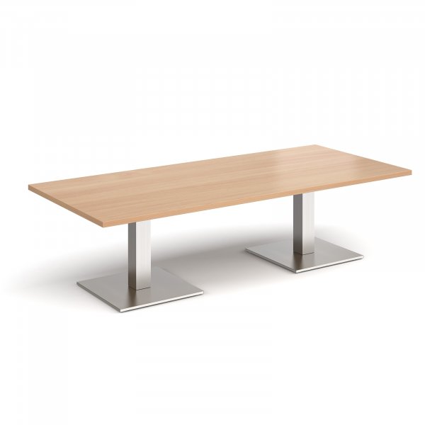 Rectangular Coffee Table | 1800 x 800mm | 490mm High | Beech | Square Brushed Steel Bases | Brescia