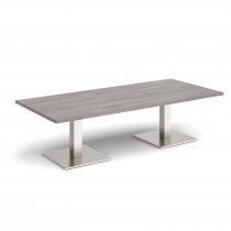 Rectangular Coffee Table | 1800 x 800mm | 490mm High | Grey Oak | Square Brushed Steel Bases | Brescia