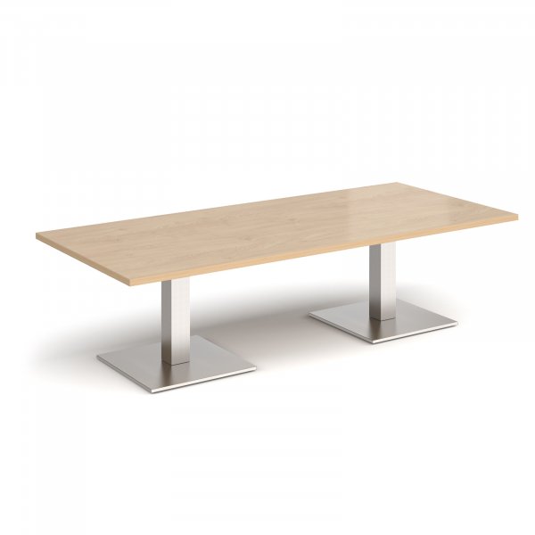 Rectangular Coffee Table | 1800 x 800mm | 490mm High | Kendal Oak | Square Brushed Steel Bases | Brescia