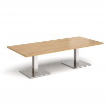 Rectangular Coffee Table | 1800 x 800mm | 490mm High | Oak | Square Brushed Steel Bases | Brescia