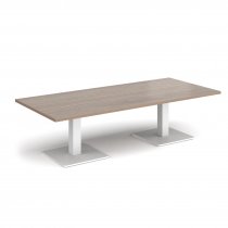 Rectangular Coffee Table | 1800 x 800mm | 490mm High | Barcelona Walnut | Square White Steel Bases | Brescia