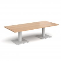 Rectangular Coffee Table | 1800 x 800mm | 490mm High | Beech | Square White Steel Bases | Brescia