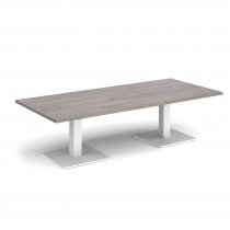 Rectangular Coffee Table | 1800 x 800mm | 490mm High | Grey Oak | Square White Steel Bases | Brescia