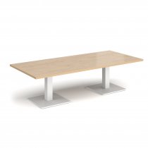 Rectangular Coffee Table | 1800 x 800mm | 490mm High | Kendal Oak | Square White Steel Bases | Brescia