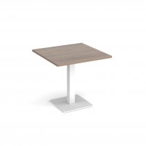 Square Café Table | 800 x 800mm | 725mm High | Barcelona Walnut | Square White Base | Brescia