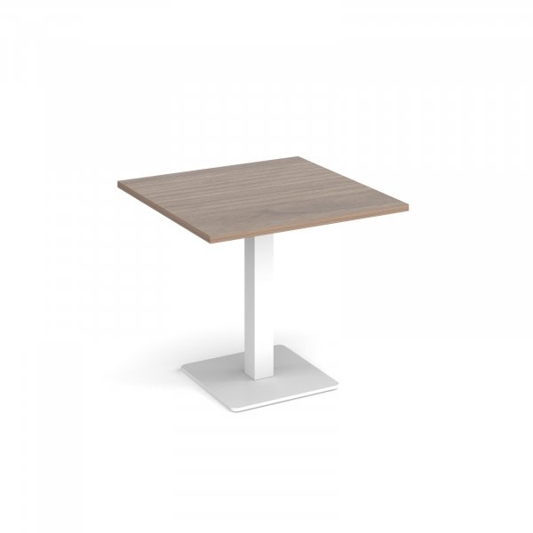 Square Café Table | 800 x 800mm | 725mm High | Barcelona Walnut | Square White Base | Brescia