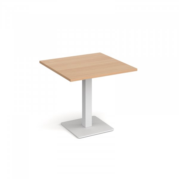 Square Café Table | 800 x 800mm | 725mm High | Beech | Square White Base | Brescia