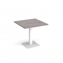 Square Café Table | 800 x 800mm | 725mm High | Grey Oak | Square White Base | Brescia